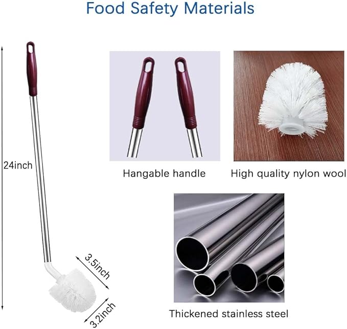 Stainless Steel Water Bottle Cleaning Brush, 360° Spherical Brush Head