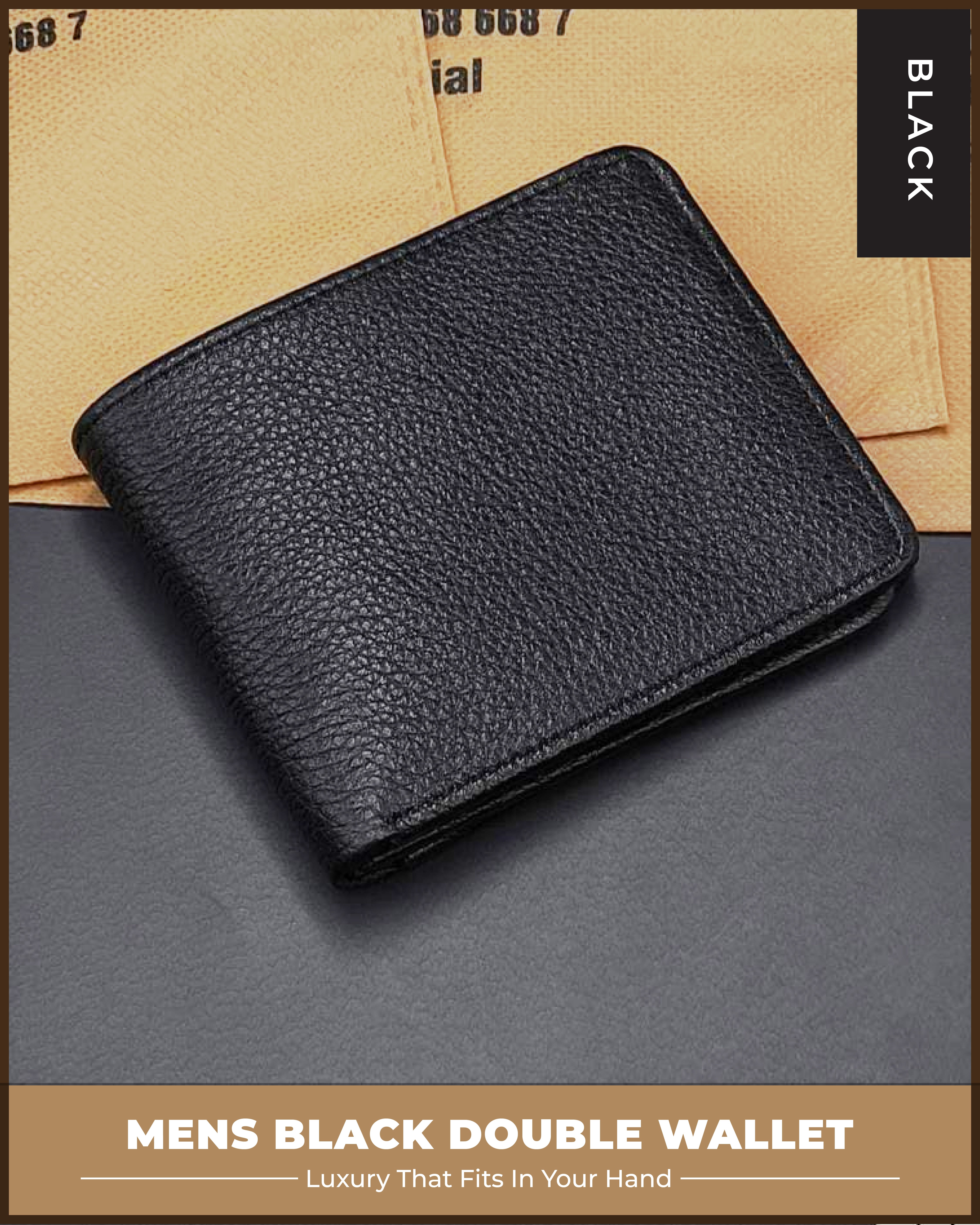 Men’s Black Double Wallet – Luxury Slim Design